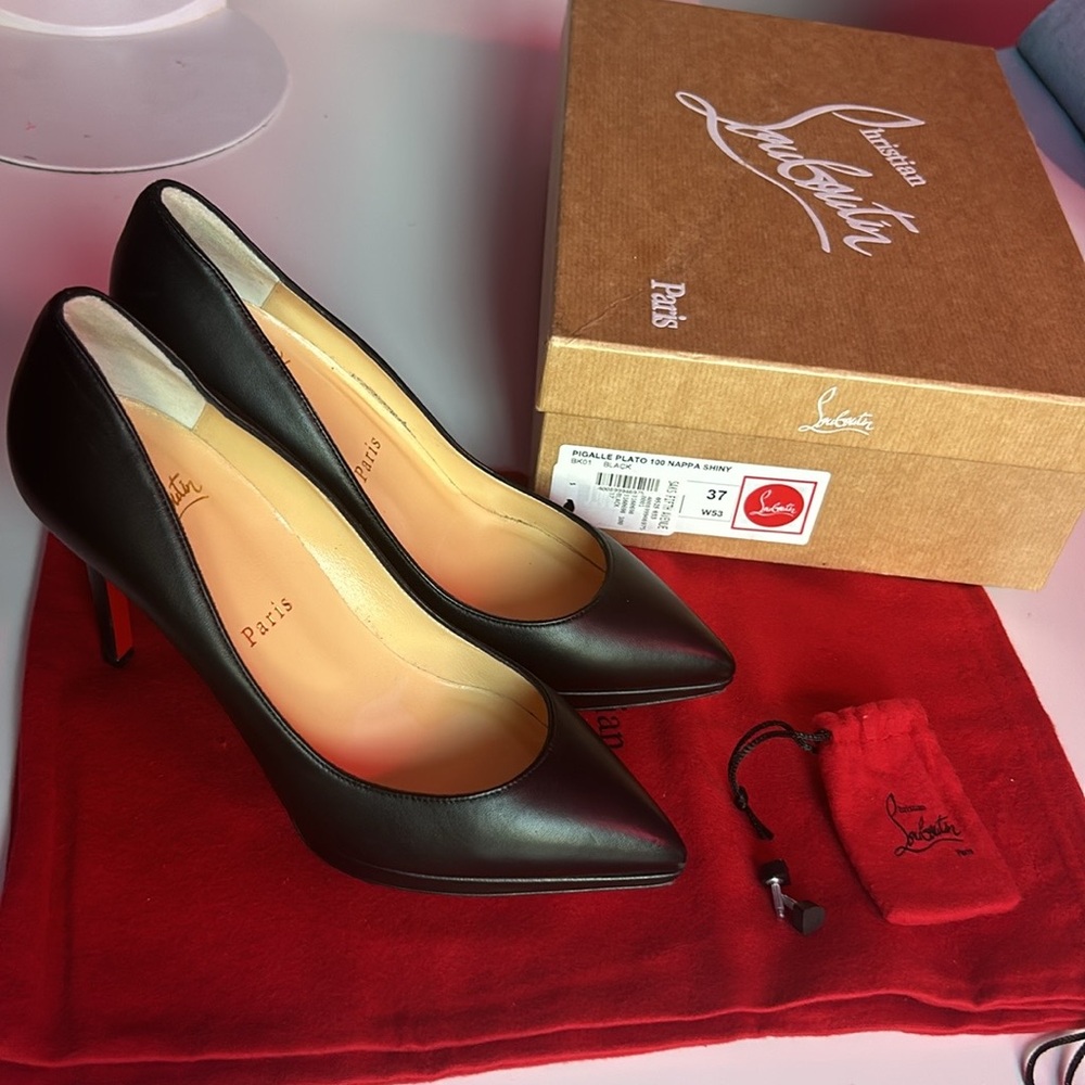 Christian Louboutin Plato 100 Napa shiny black leather platform